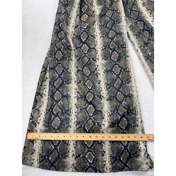 Gracia Pleated Satin Wide Leg Pants Women Medium  Snake Print Flowy Boho - Picture 11 of 13